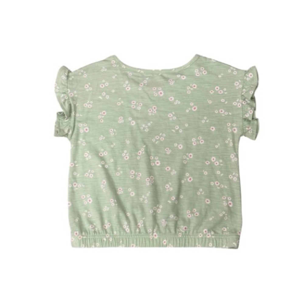 Cat & Jack Girls Green Floral Flutter Sleeve Blouse Top Size M (8) Casual Cute - Picture 2 of 2